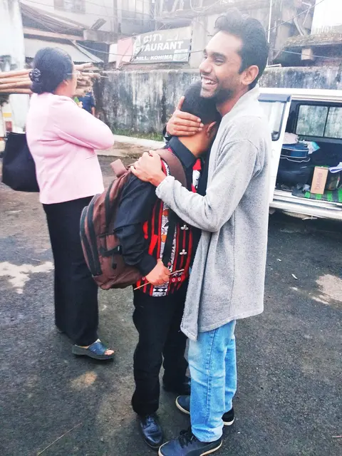 CBS student, Aripong, bidding his farewell in tears to his beloved friend and mentor for the Children Parliament, Denzil from 'Nine is Mine'.