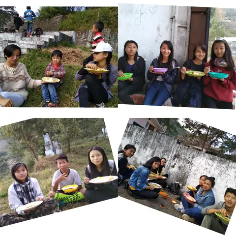 CBS students enjoying lunch during school picnic 2018 at Kisama.